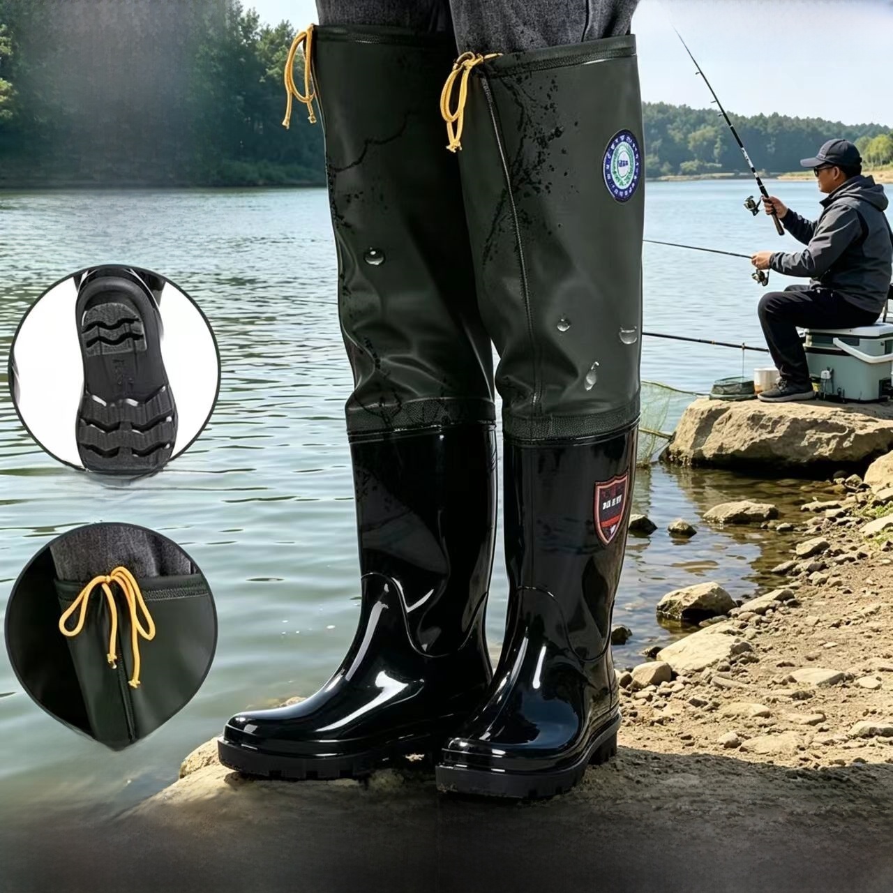 أحذية مطر سميكة فوق الركبة للر - مراجعة Fishing Pants Waterproof وسعره