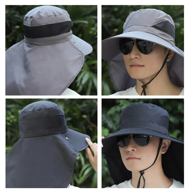 قبعات شمسية واسعة الحواف، قبعا - مراجعة Fishing Mask Sun Protection وسعره