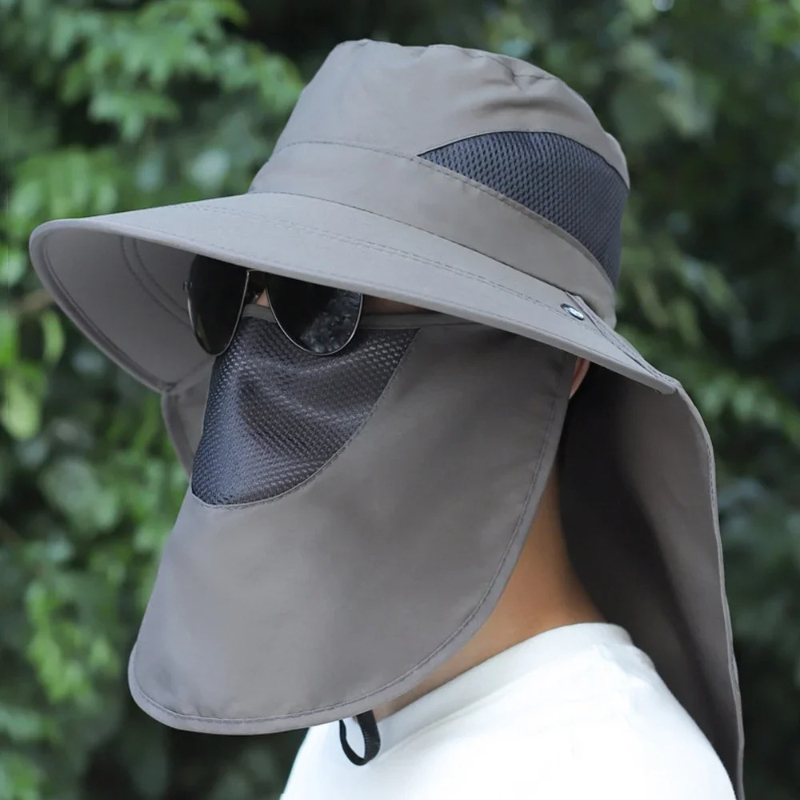 قبعات شمسية واسعة الحواف، قبعا - مراجعة Fishing Mask Sun Protection وسعره